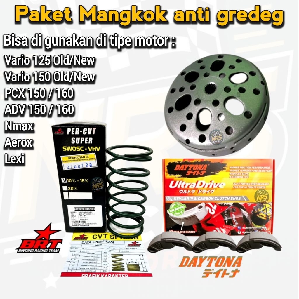 Paket mangkok kartel kampas ganda daytona per cvt BRT nmax old nmax new Aerox Lexi Vario 125/150 PCX