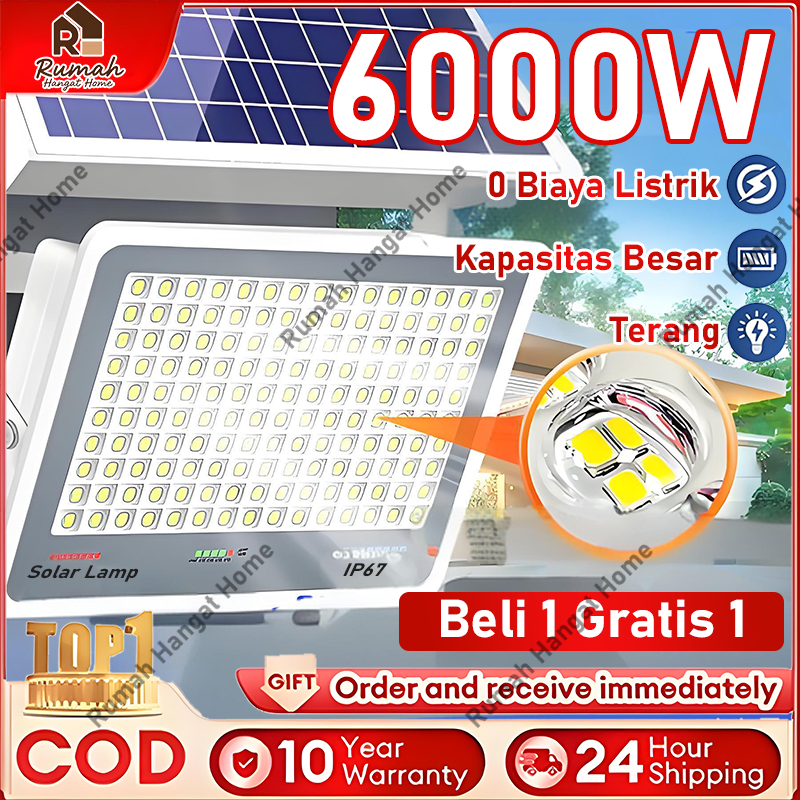 【Garansi 30 tahun】Lampu Tenaga Surya Lampu solar cell Lampu sorot outdoor Super Terang LED 6000W Tah