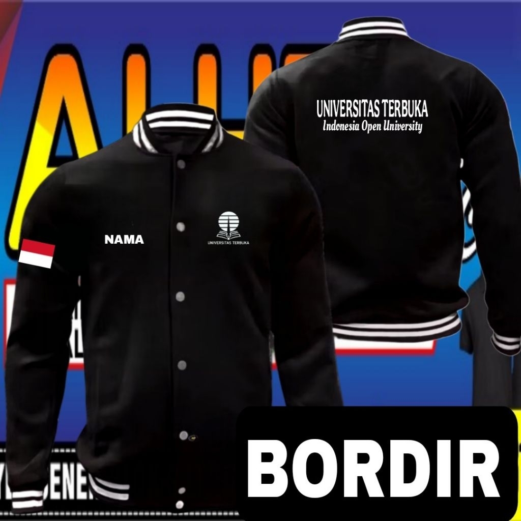 terbaru Jaket bordir bisa satuan gratis nama dan prodi universitas terbuka jaket universitas terbuka