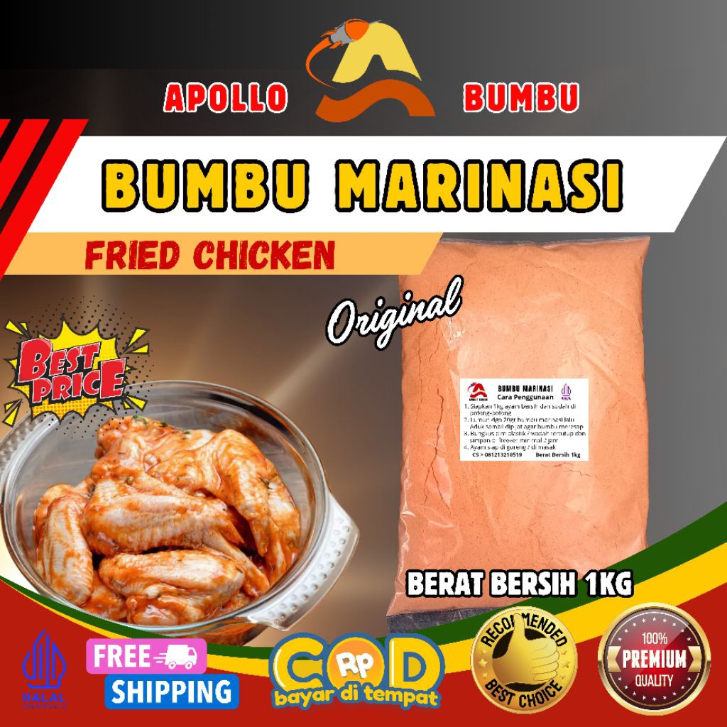 

Bumbu Marinasi Ayam Fried Chicken Crispy Premium 1kg APOLLO BUMBU KFC mcd