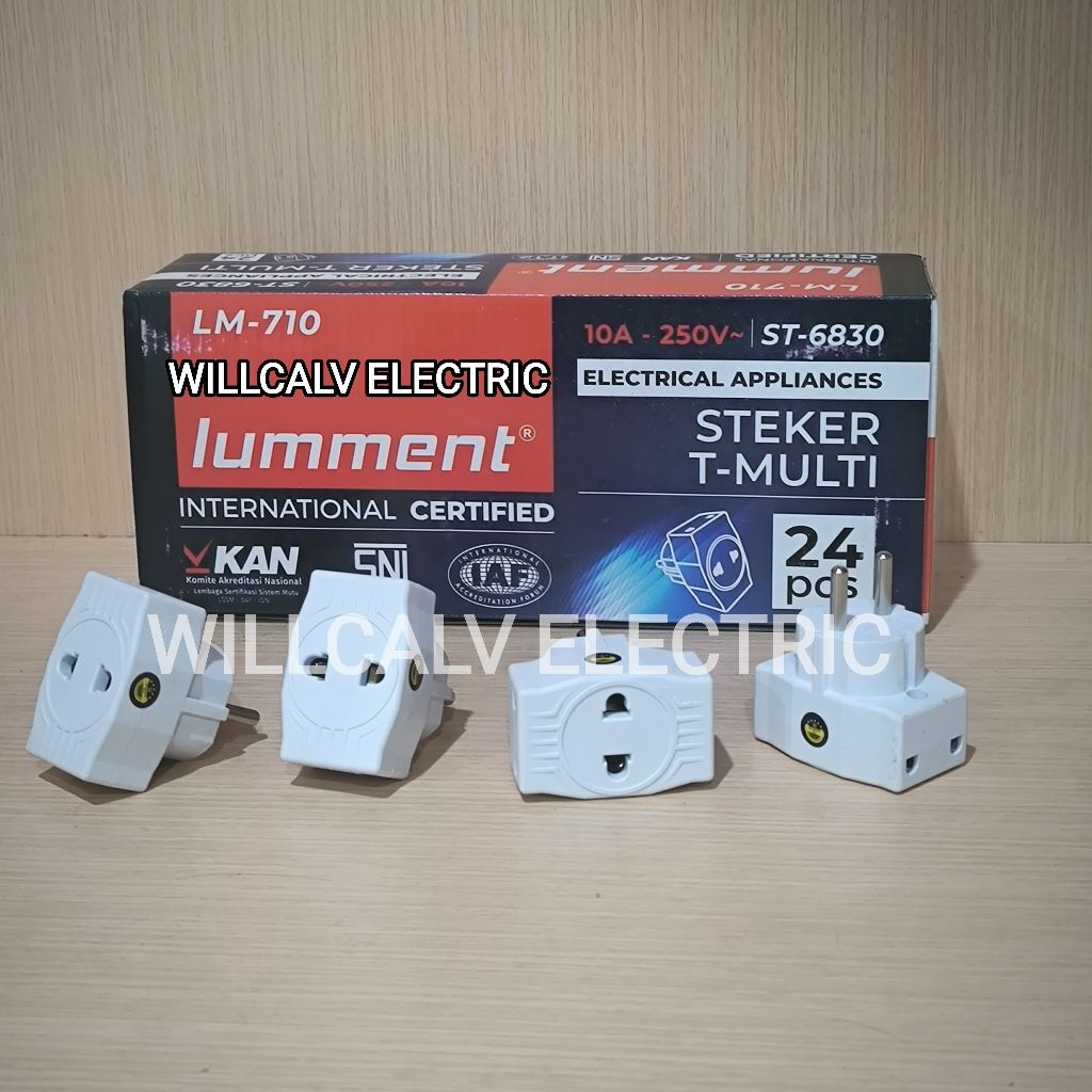 Steker T multi LUMMENT ST-6830 / Tee multi cabang 3 LUMMENT ST-6830 terminal pin kuningan