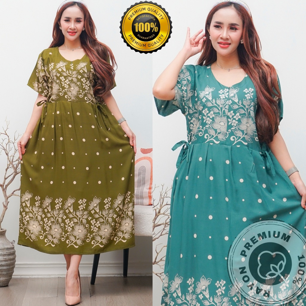 DASTER MOTIF DAUN SELEDRY || BAHAN RAYON SUPER GRADE A ORI || BAJU TIDUR DASTER KEKINIAN LD 110