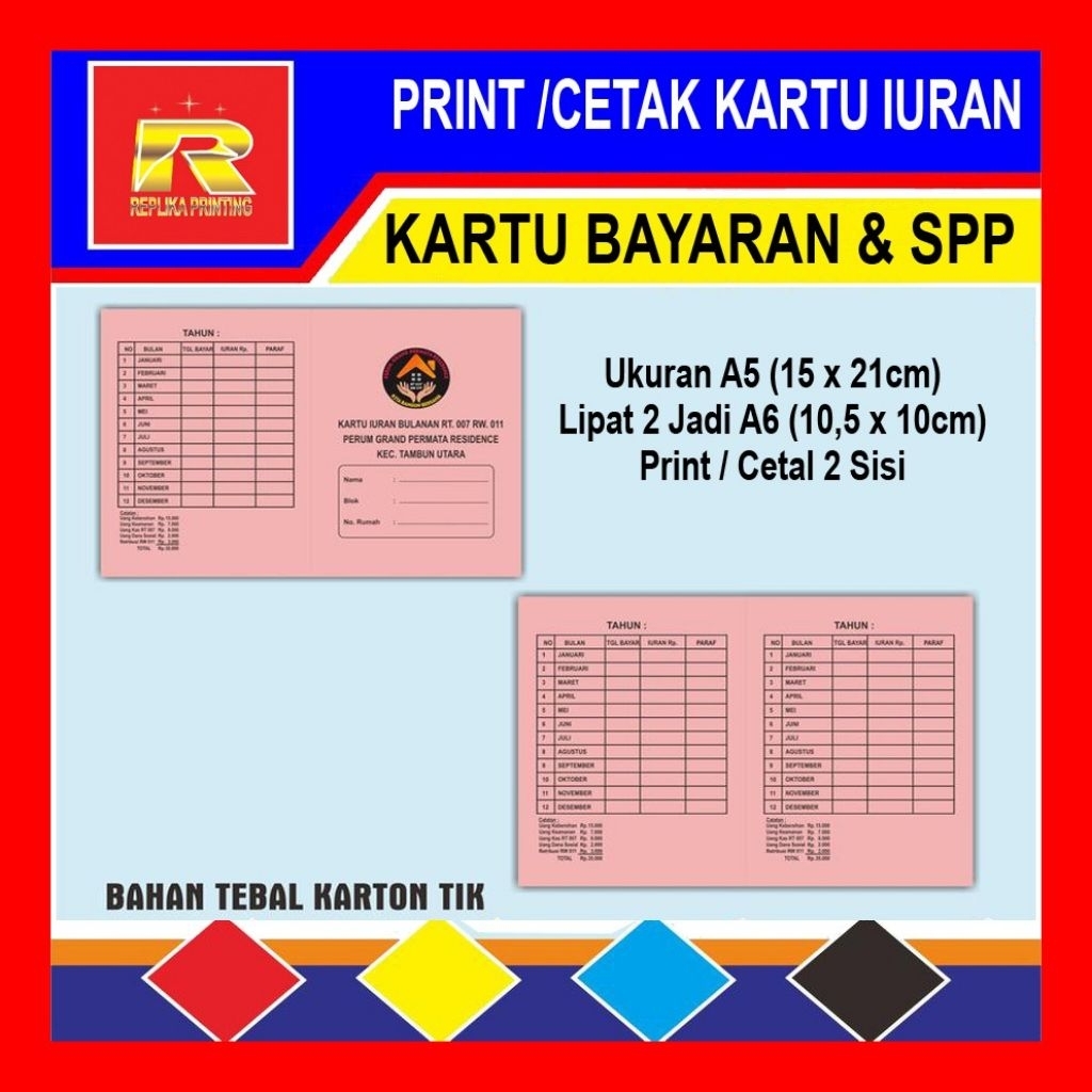 

PRINT/CETAK KARTU IURAN, SPP, BAYARAN, DLL