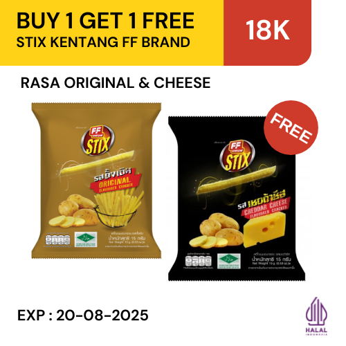 

BUY 1 GET 1 FREE Stix Potato Chips Chiki Thailand rasa Original & Keju FF Brands | Halal