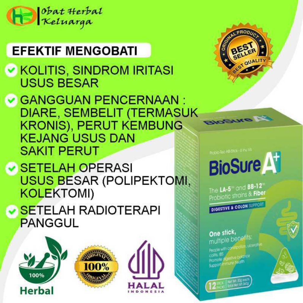 

BioSure A+ Herbal Probiotik Halal untuk Kesehatan Usus - Solusi Nyaman untuk Gangguan Pencernaan dan IBS