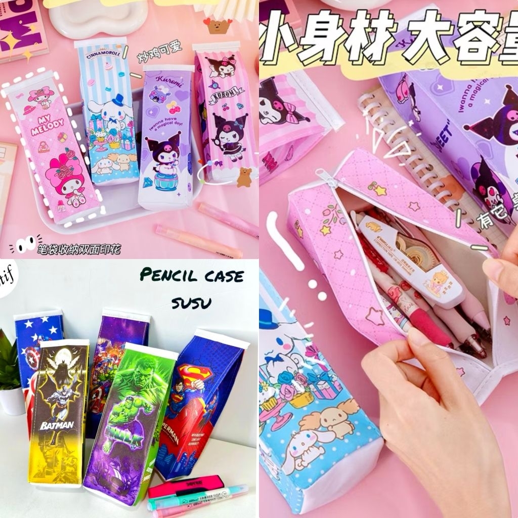

(Grosir) 12pcs Tempat Pensil Susu Karakter / Souvenir Kotak Pensil
