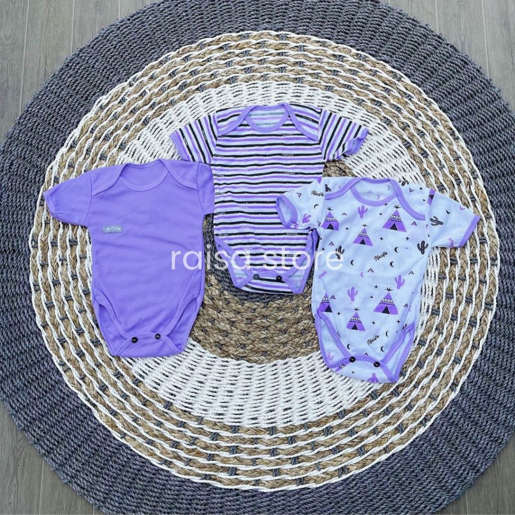 3pcs jumper bayi newborn 0-6bulan baju bayi terbaru seri ungu
