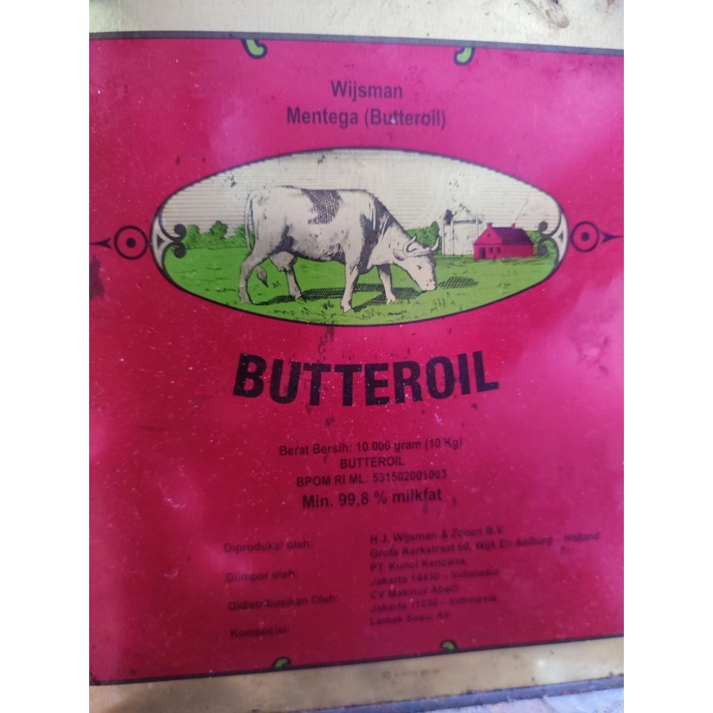 

Wijsman Butteroil Butter Kaleng 10kg keteng – Mentega Sapi Asli untuk Kue & Roti