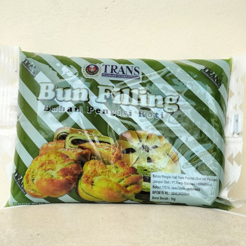 

Trans bun filling isian roti rasa kacang hijau pandan kemasan 1 kg dan repack