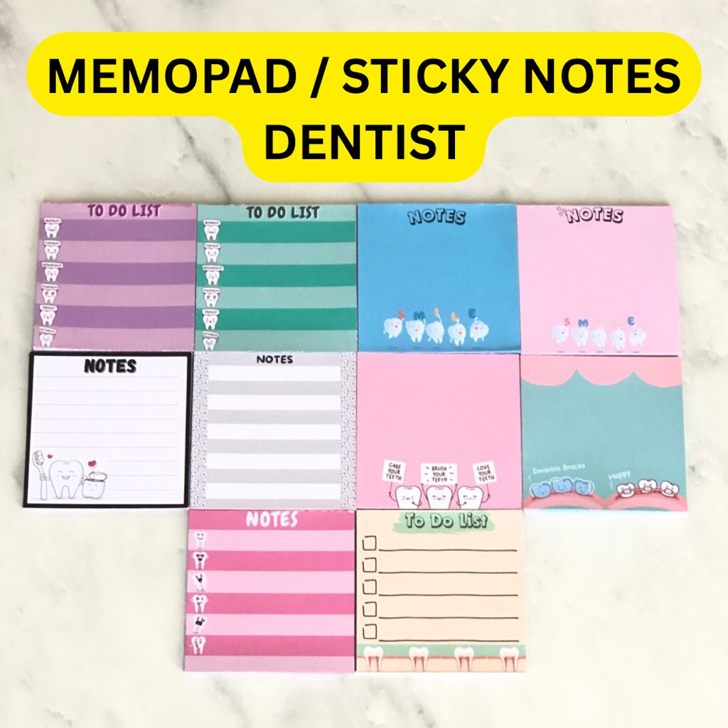 

Souvenir gigi, Note, Memo pad, catatan kertas, sticky notes dokter gigi, journaling dentist