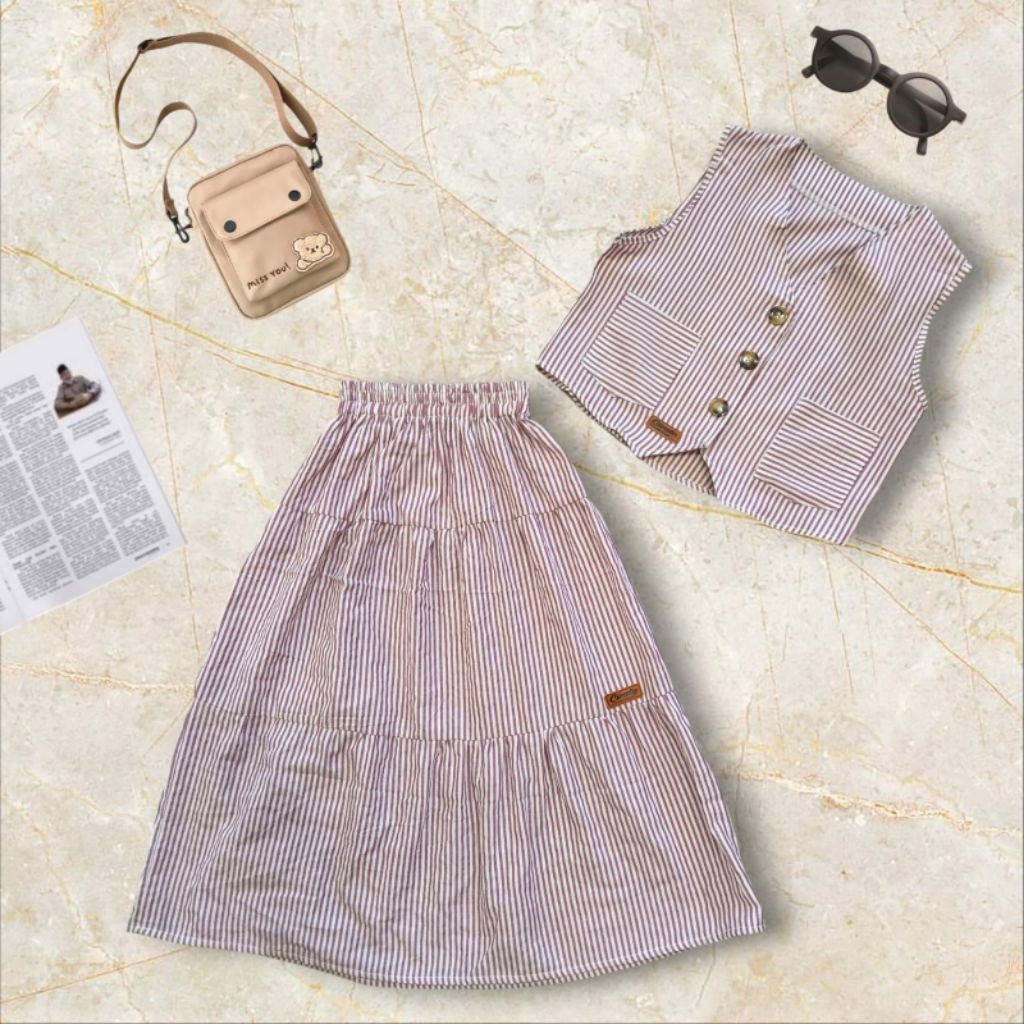 Setelan 2in1 Rok Canda Anak Perempuan// Setelan Rok Anak 2-7 Tahun Rok Panjang Muslim Friendly Kekin