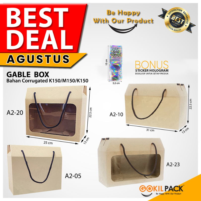 

Kotak Kado | Gable Box Tali | Dus Serbaguna | Kraft | Murah | Bungkus Souvenir | 25x13x22.5 | A2-05 A2-20