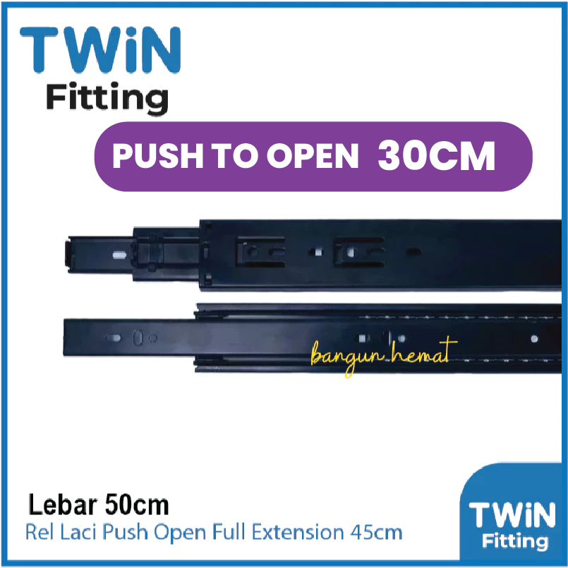 Rel Laci Push to Open 30cm Full Extension Double Track Ball Bearing 1 Set