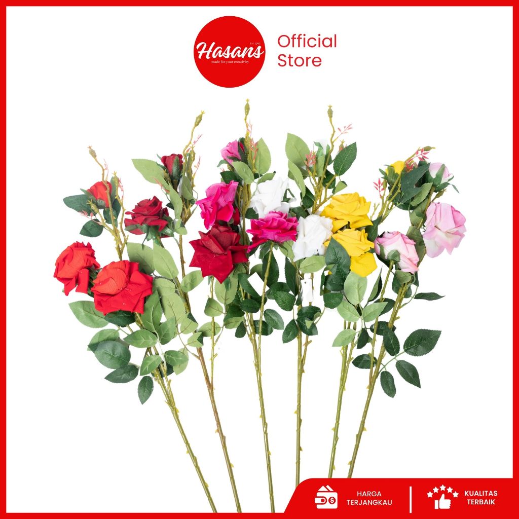 Bunga Mawar Latex Premium / Bunga Mawar Artificial / Bunga Mawar Palsu Plastik / Bunga Mawar 14