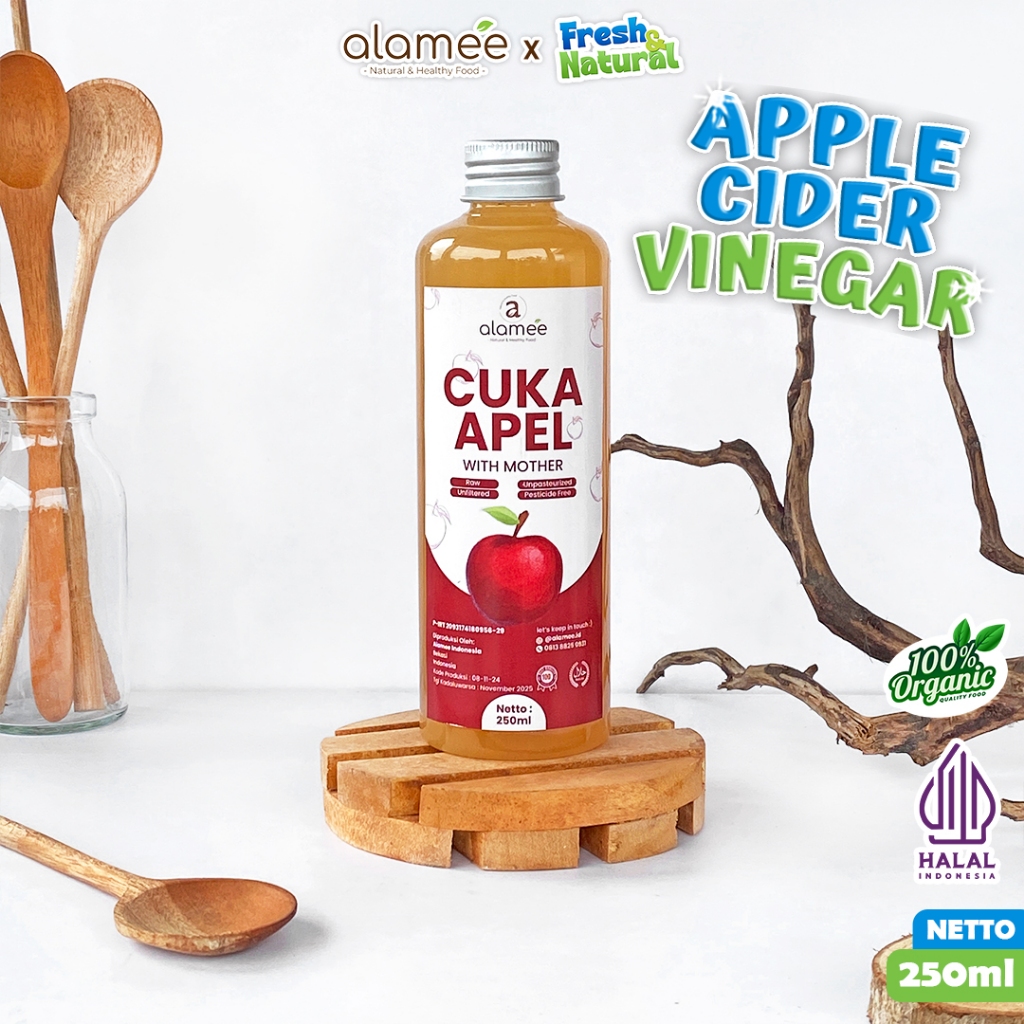 

ALAMEE Cuka Apel Original Vinegar With Mother Premium Organik Apple Cider Vinegar Sari Buah fresh and natural