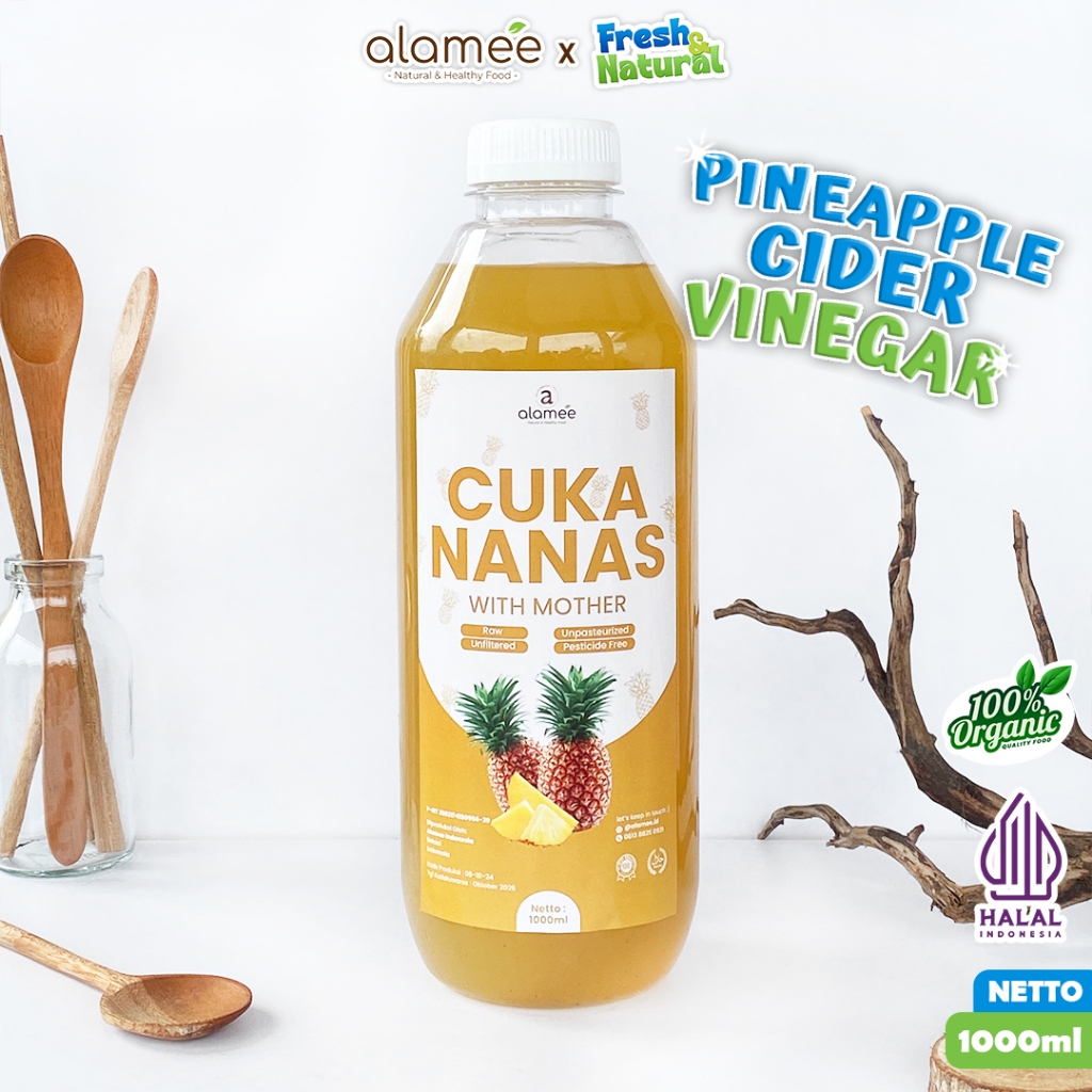 

ALAMEE Cuka Nanas Original Pineapple Cider Vinegar With Mother Organik Asli 1000ml fresh and natural