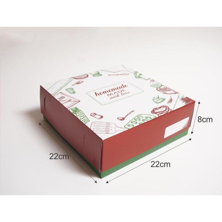 

kardus homemade kotak nasi box kue bolu kemasan roti lapis 22x22x8 cm
