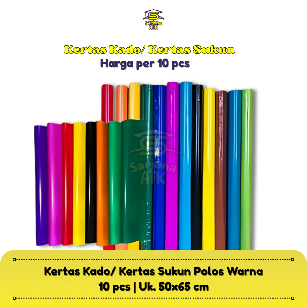 

(10 pcs) Kertas Kado Polos / Kertas Sukun Polos Warna / Pembungkus Kado