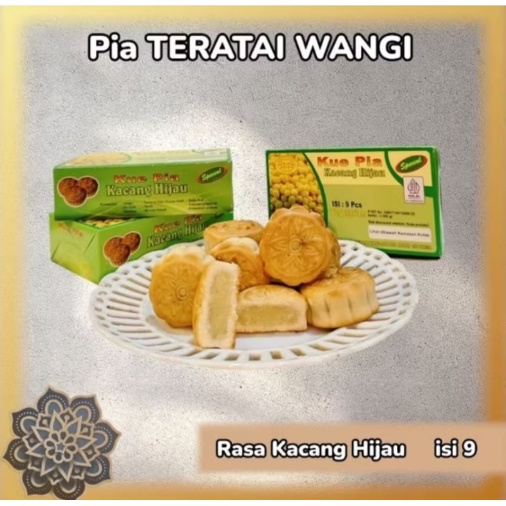 

KUE PIA TERATAI WANGI KACANG HIJAU KUE PIA KACANG HITAM HALAL VEGETARIAN CEMILAN RINGAN ISI 9 PCS