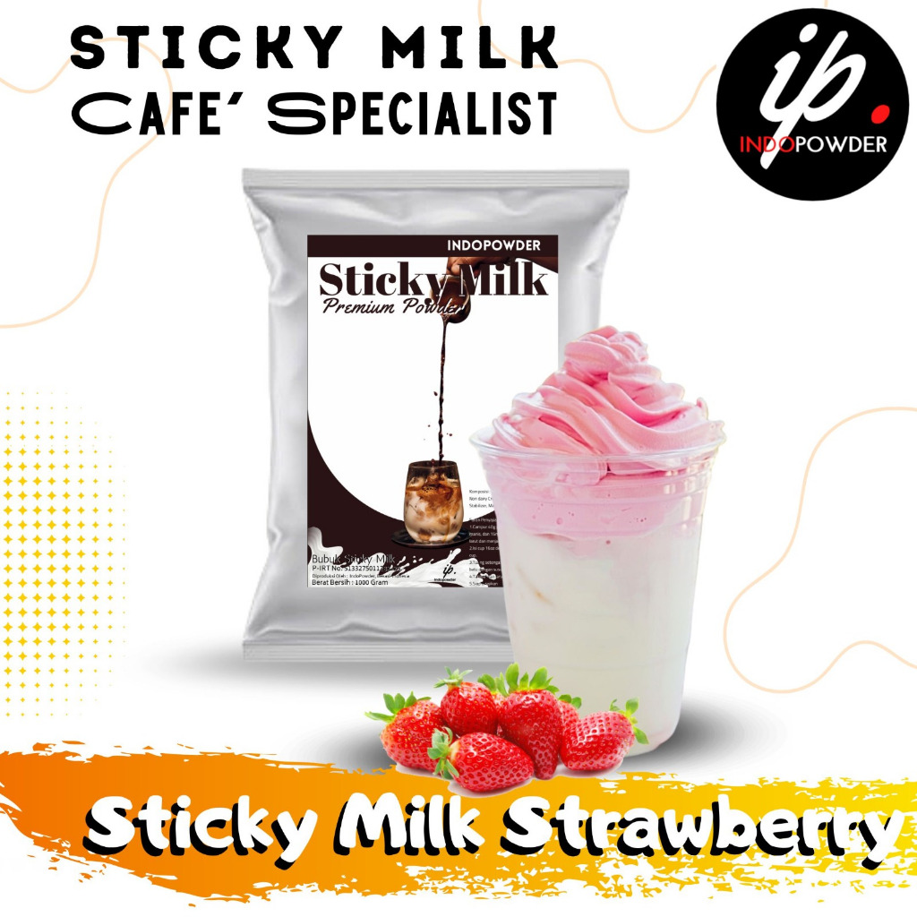 

Indopowder - Bubuk Minuman STICKY MILK STRAWBERRY 1Kg untuk Cafe, Waralaba dan Usaha Minuman Kekinian