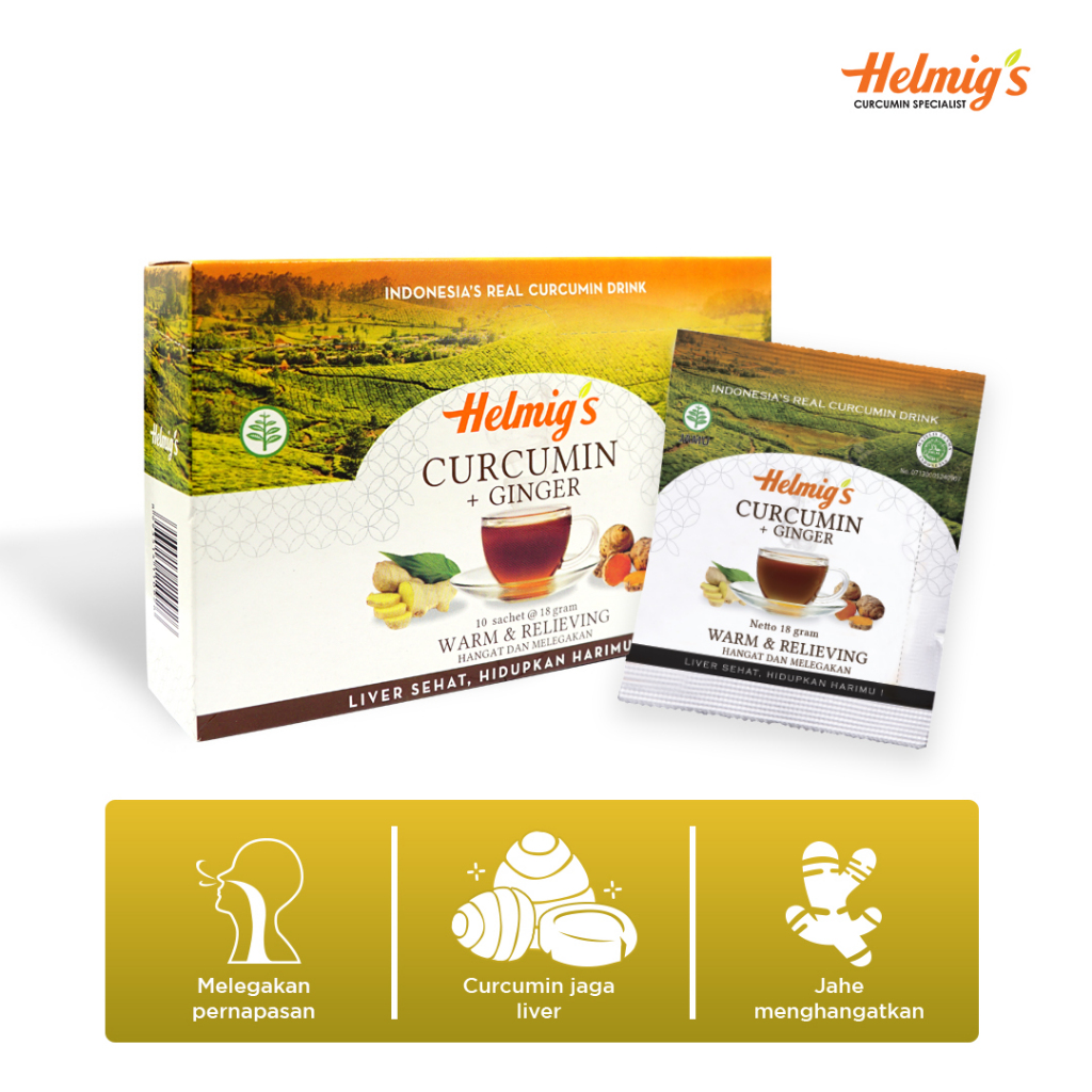 

Helmig’s Curcumin + Ginger 10's Sachet - Suplemen Daya Tahan Tubuh / Suplemen Kesehatan Hati / Penghangat Tubuh