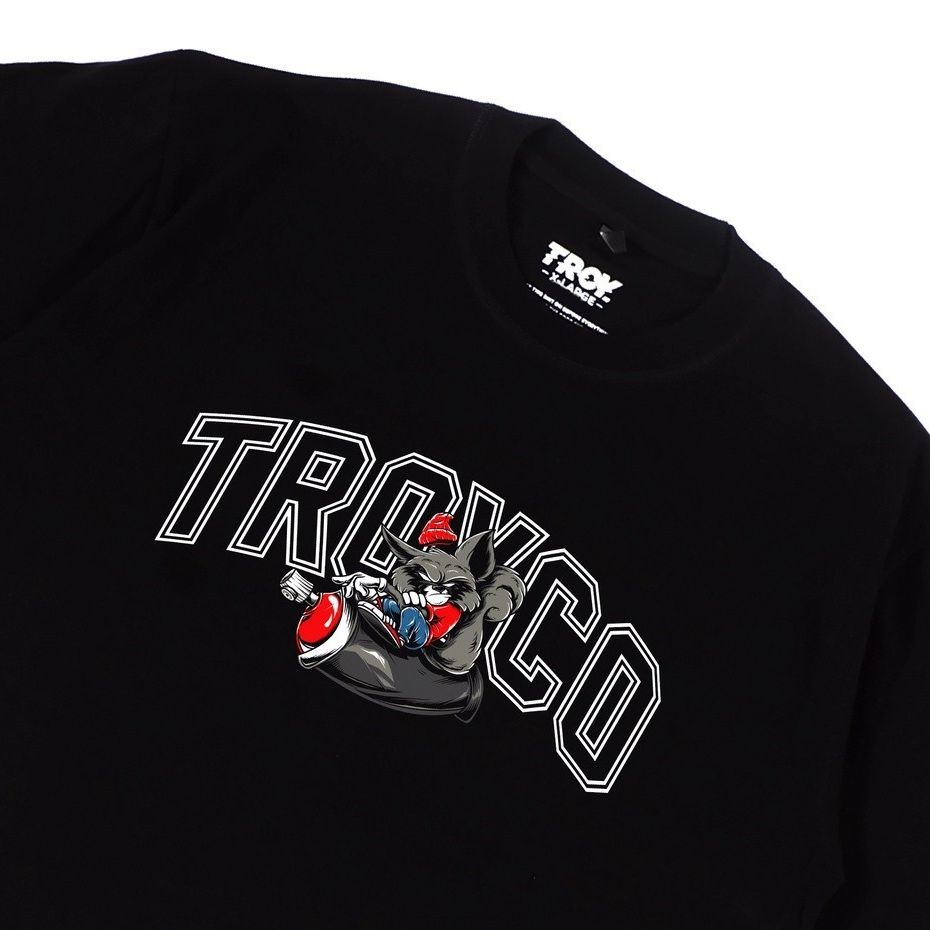 Troy Company Tshirt Black Raccoon Pylox - Kaos Pria Lengan Pendek Hitam MTD 2115