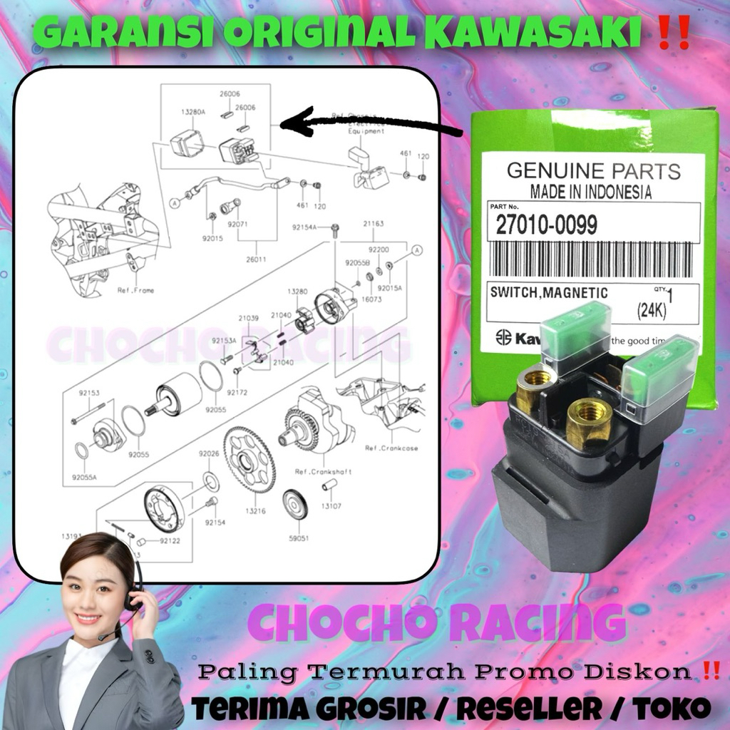 [0099] PROMO DISKON - SWIT RELAY BENDIK STATER NINJA 250 FI OLD N250FI OLD INJEKSI ORI ASLI KAWASAKI
