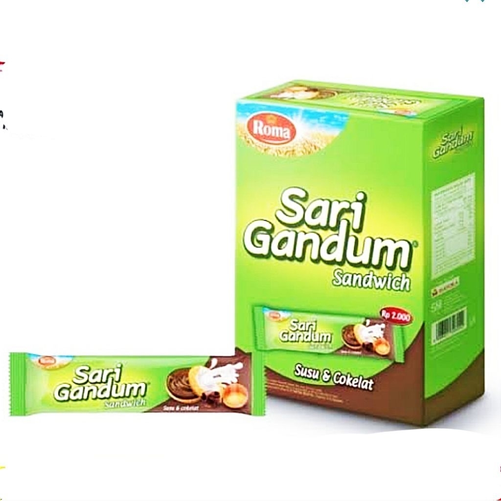 

Sari gandum sandwich cokelat sachet box isi 12 sachet@27g