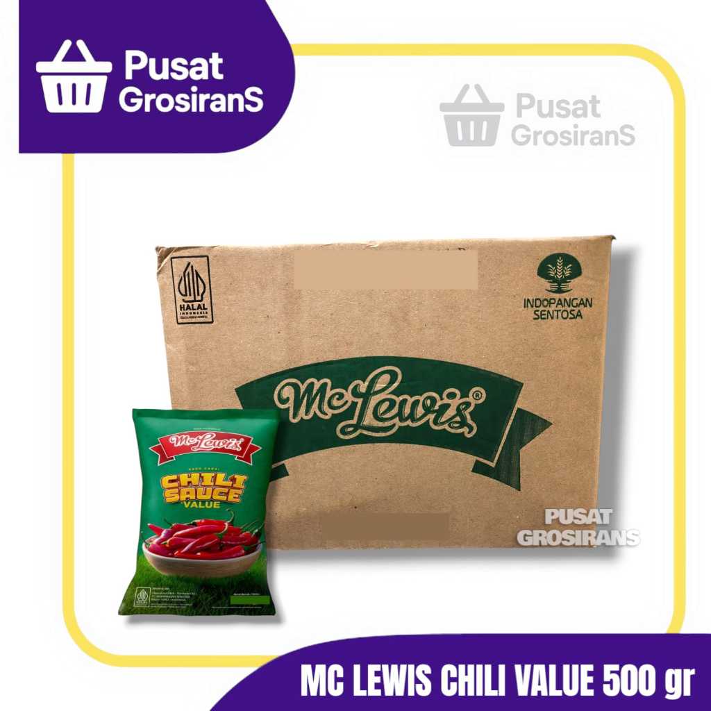 

Mc Lewis Saus Cabai value / Tomat Value / Extra Pedas 500gr 1 Karton isi 24pcs