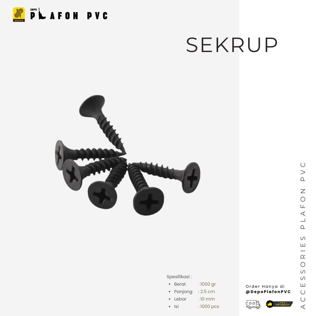 Sekrup Gypsum | Plafon PVC