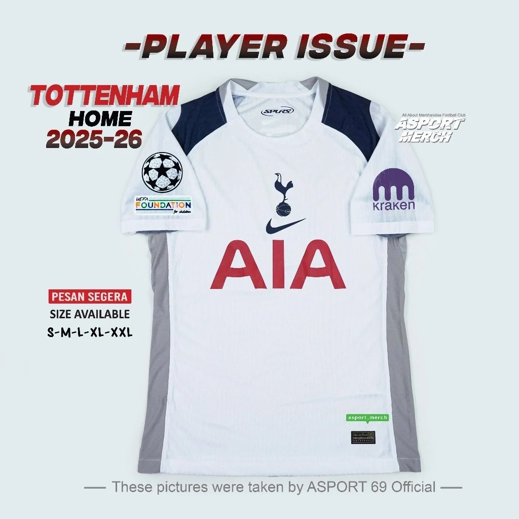 JERSEY BOLA PLAYER ISSUE TOTTENHAM HOME 2025 2026 SPURS HOME PI 25 26