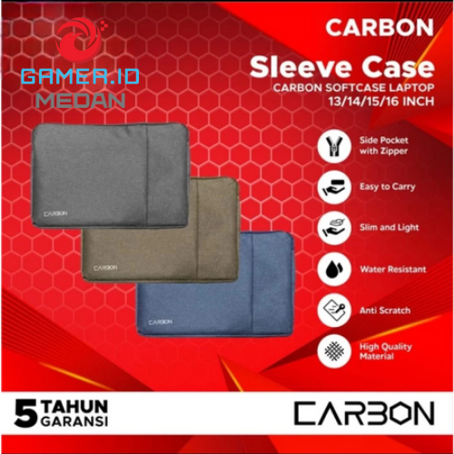 CARBON Sleeve Case Tas Laptop Softcase 13/14/15/16 Inch Waterproof / Tas Laptop 14 Inch