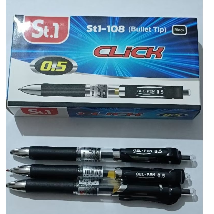

(1LUSIN) BOLPOIN CETEK MURAH WARNA TINTA HITAM ST1-108 GEL PEN 0,5 MM