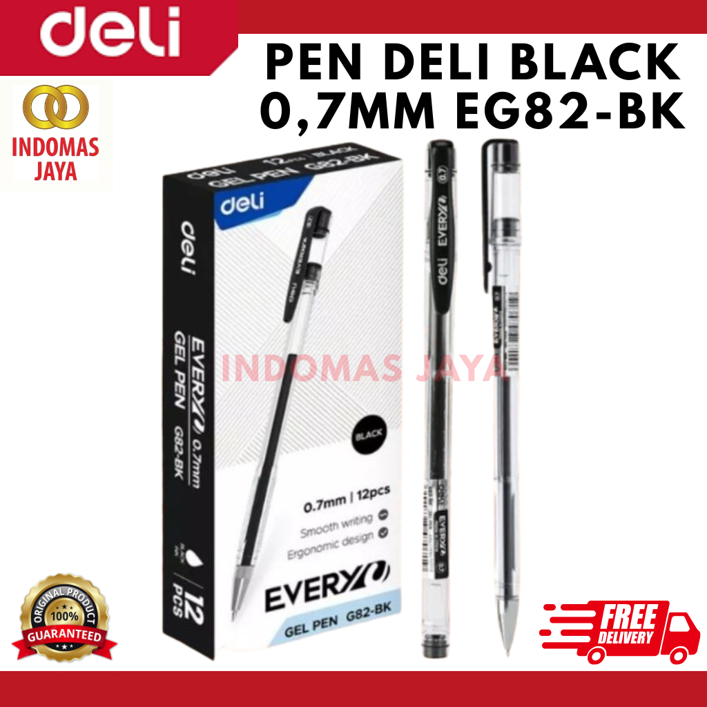 

Pulpen Pena G82 Black Ballpoint Pen Deli 0.7mm EG82-BK Gel Pen Ink Black Bullet tip 0.7mm (HARGA PER PCS)
