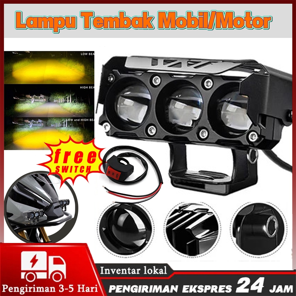 LAMPU TEMBAK LASER LAMPU TEMBAK SQL 3/4/5/6 Mata SUPER BRIGHT 50 WATT LAMPU PutihKuning TEMBAK MOTOR