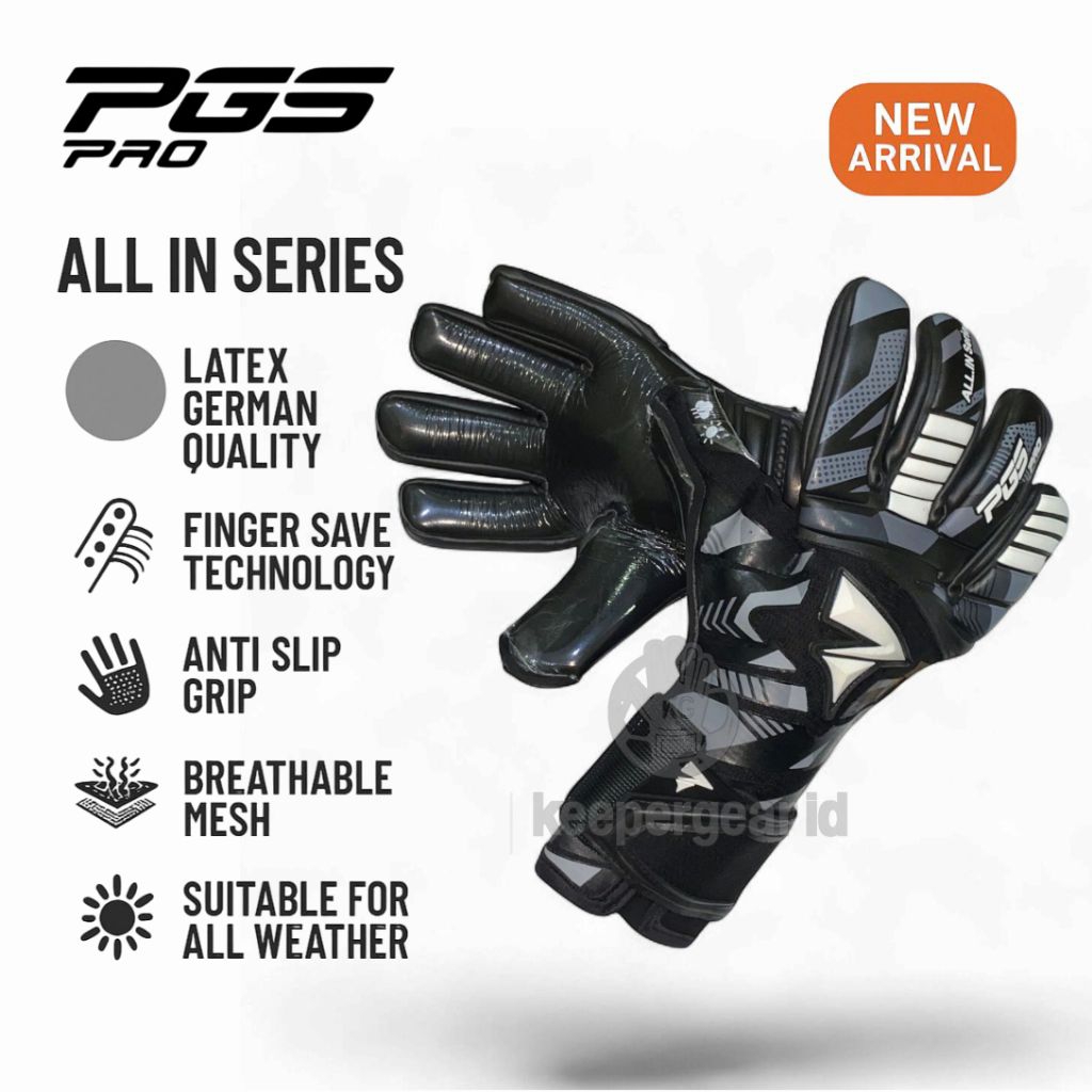 PGS PRO ALL IN Series Hitam Sarung Tangan Kiper Original