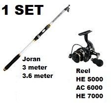 1 set pancingan 3 meter joran dan reel ukuran 5000-7000 untuk di laut
