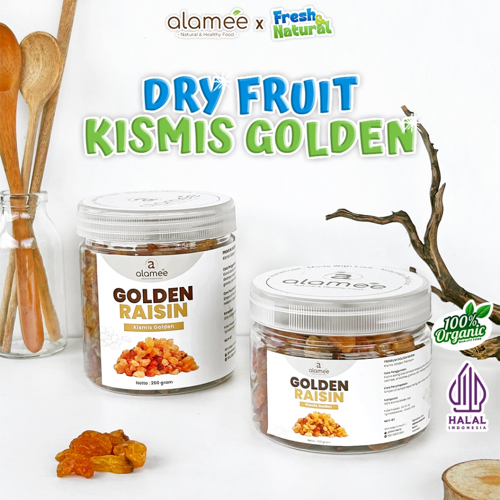 

ALAMEE Kismis Golden Raisin Cemilan Buah Kering Sehat Rendah Kalori Raisin Simin RAISINS 250gr fresh and natural