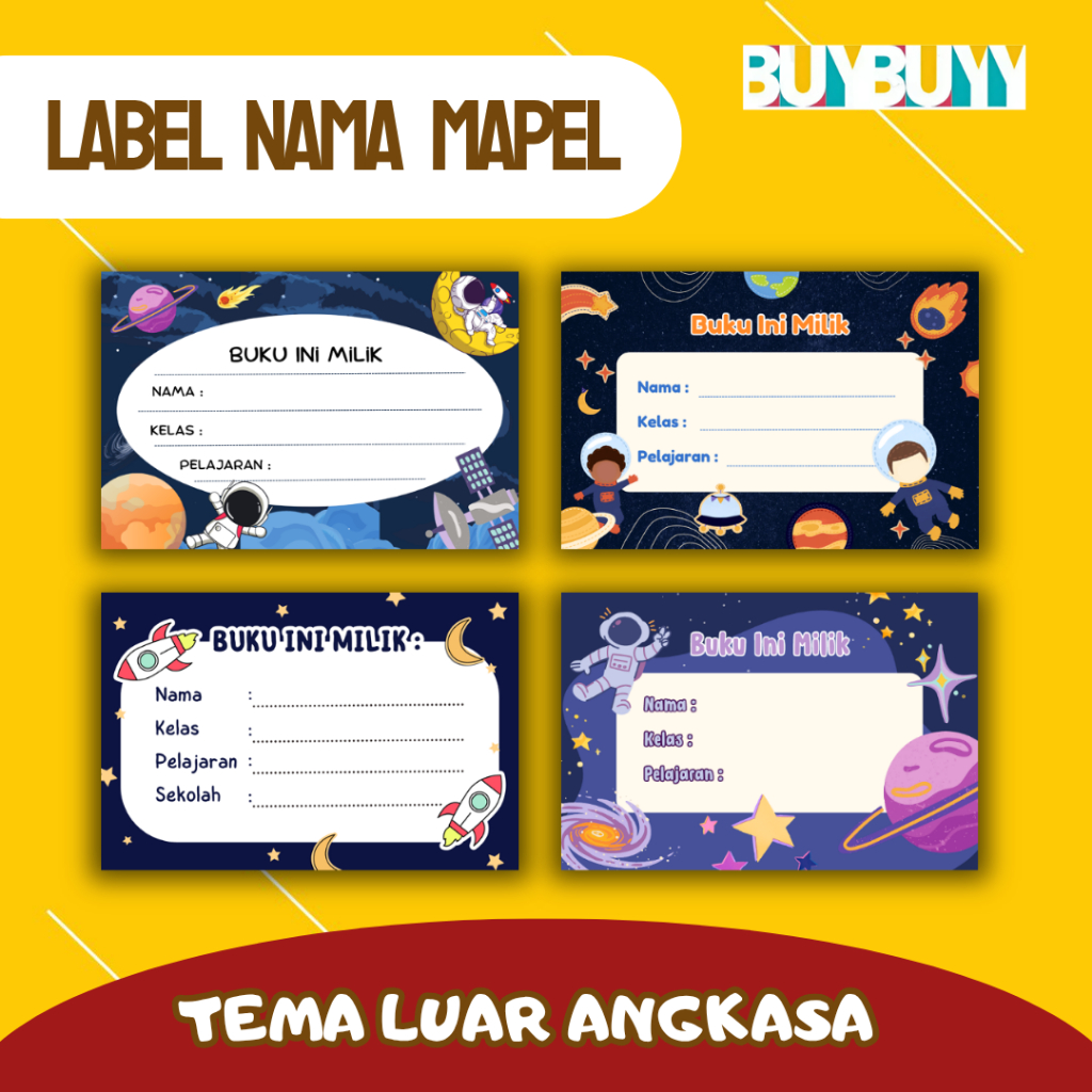 

Label Nama/Label Buku Tulis Tema Luar Angkasa,Stiker HVS