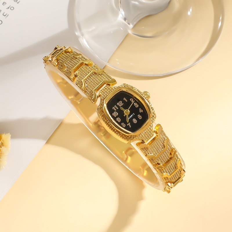 Jam Tangan Wanita Original Lapisan Emas Dial Kotak Mini Logam Anti Air Jam Tangan Anak Perempuan Jam