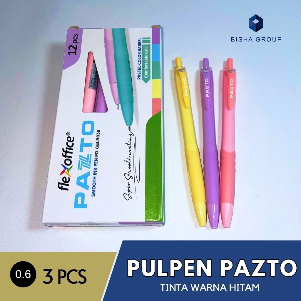 

(3 PCS) Pulpen Gel Pazto Flexoffice 0.6 mm