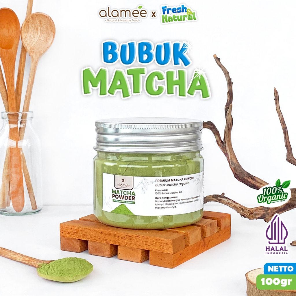 

ALAMEE Matcha Powder Minuman Teh Matcha Pure PREMIUM Matcha Tea Powder Tanpa Campuran Gula 100gr fresh and natural