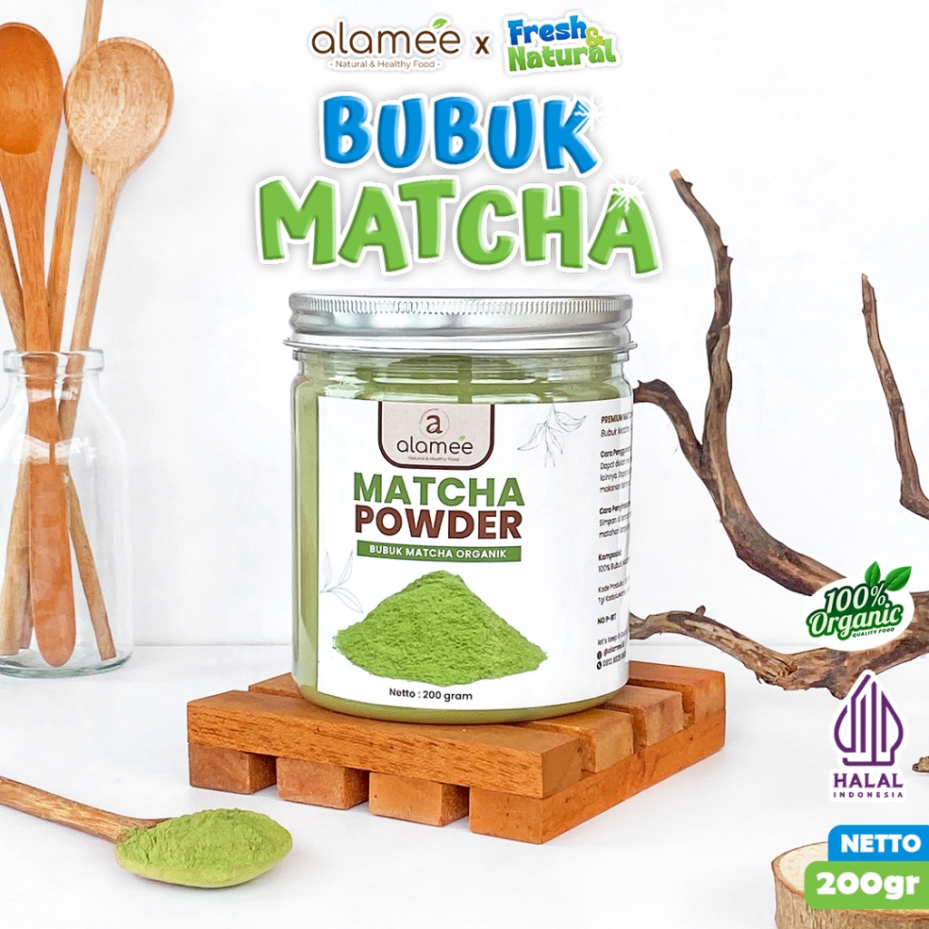

ALAMEE Matcha Powder Minuman Teh Matcha Pure PREMIUM Matcha Tea Powder Tanpa Campuran Gula 200gr fresh and natural