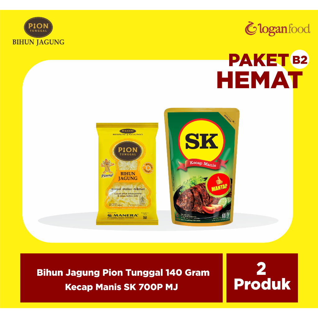 

PAKET HEMAT (B2) - BIHUN JAGUNG KUNING 140 G - KECAP MANIS SK 700P MJ