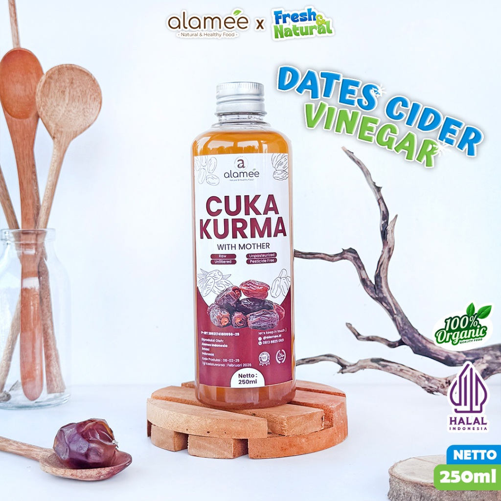 

ALAMEE Cuka Kurma With Mother Original Dates Cider Vinegar Fermentasi Probiotik Herbal 250ml fresh and natural