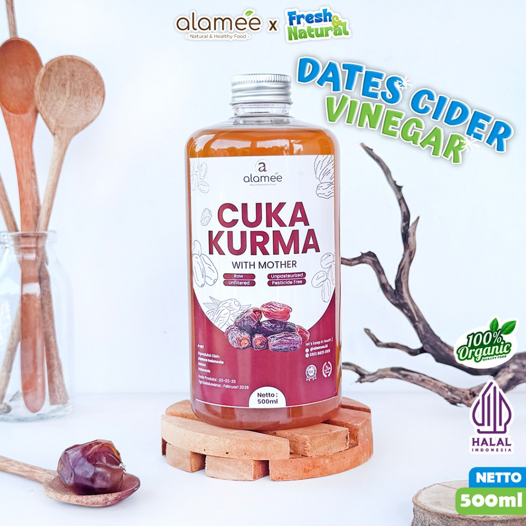

ALAMEE Cuka Kurma With Mother Original Dates Cider Vinegar Fermentasi Probiotik Herbal 500ml fresh and natural