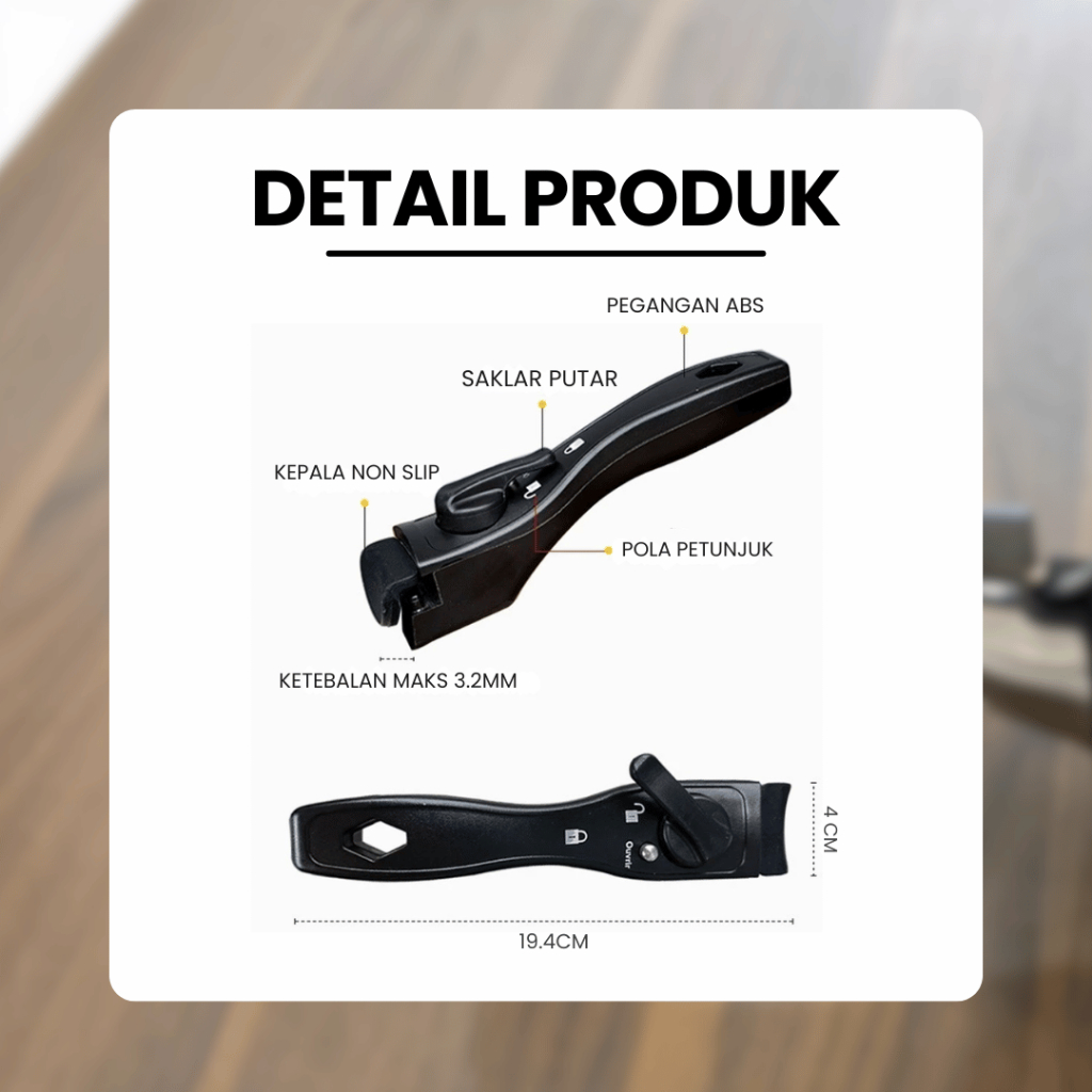 Gagang Panci Wajan Anti Slip Portable Pegangan Pengganti ABS Premium Tahan Panas