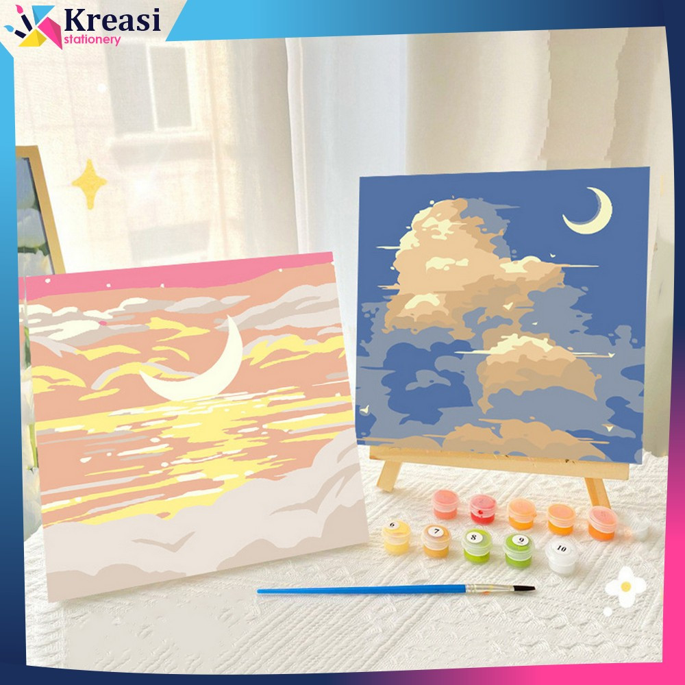 

EC Kanvas Siap Lukis Painting By Number Kit 20x20cm / DIY Canvas Digital Painting Acrylic Aesthetic Lukisan Bunga Pemandangan Kreasi Stationery A110