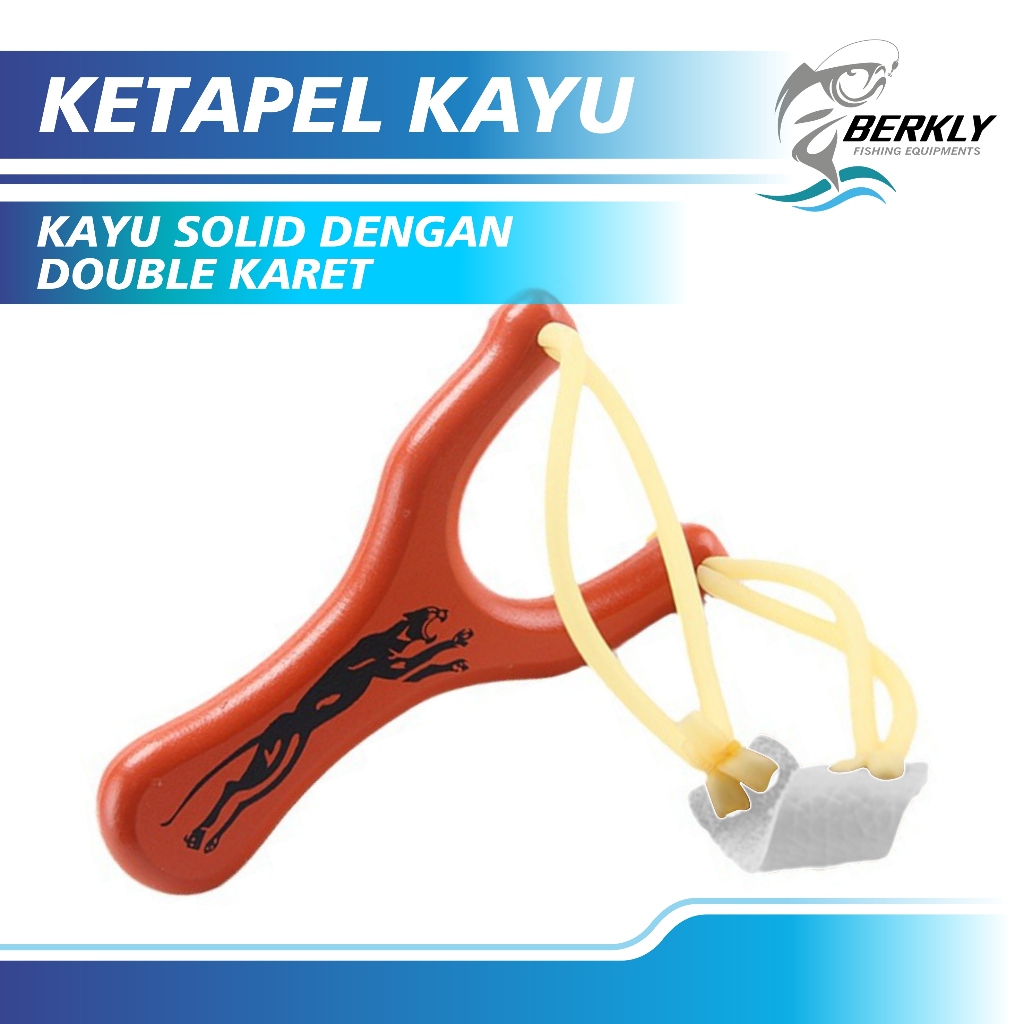 BERKLY Mainan Ketapel Kayu Polos Plitur Perangkap Ikan Kuat dan Kokoh