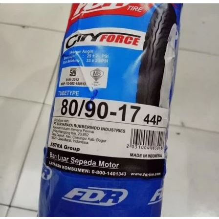 Ban Luar Tubeytpe FDR City Force Ring 17 70/90-17 & 80/90-17